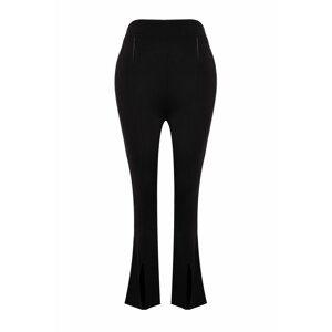 Trendyol Curve Black Knitted Leggings with Rib Stitch Detail and Slit