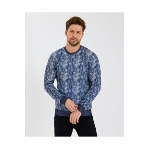 River Club Men's Blue Dot Patterned Winter Sweatshirt