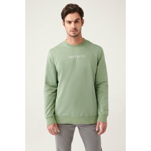 Avva Aqua Green Crew Neck Printed Cotton Regular Fit Sweatshirt.