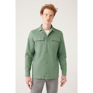 Avva Men's Green Covered Pocket Piece Dye Comfort Fit Relaxed Cut Coat