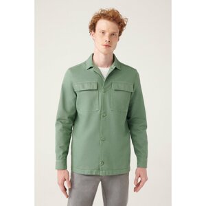 Avva Men's Green Cap and Pocket Single-coloured Comfort Fit Comfortable Cut Coat