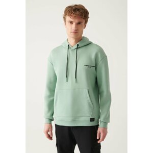 Avva Aqua Green Oversize Hooded Collar Printed Unisex Sweatshirt