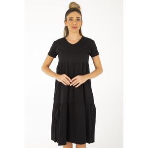 K&H TWENTY-ONE Women's Black Wide-Cut V-Neck Maxi Dress