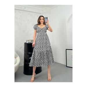 K&H TWENTY-ONE Black Pattern Voile Dress