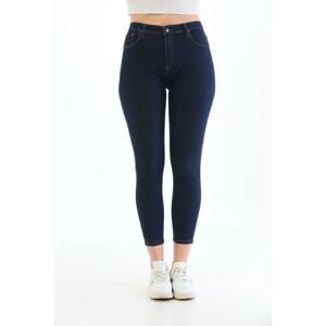 BİKELİFE Navy Blue Plus Size High Waist Lycra Jeans