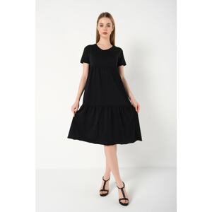 K&H TWENTY-ONE Women's Black Wide-Cut V-Neck Maxi Dress
