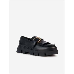 Black Women's Leather Moccasins on the Geox Vilde Platform - Women