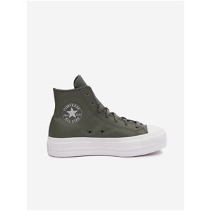 Dark Grey Women's Leather Ankle Sneakers on the Converse Platform - Women