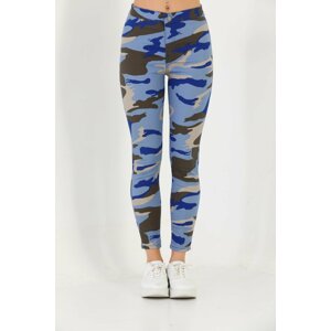 BİKELİFE Blue Camouflage Pattern Gabardine Leggings Pants