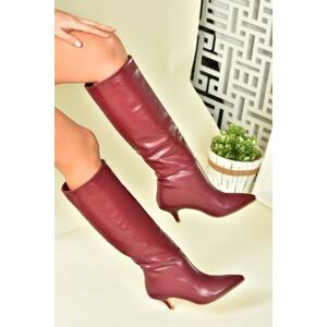 Fox Shoes Burgundy Women's Low Heeled Boots