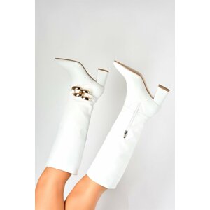 Fox Shoes Women's White Thick Heeled Boots