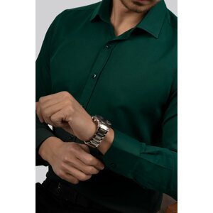 Etikmen Henna Green Square Buttons Slimfit Shirt with Gift Box