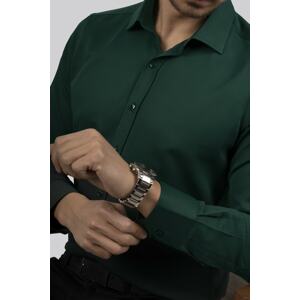 Etikmen Henna Green Square Buttons Slimfit Shirt with Gift Box