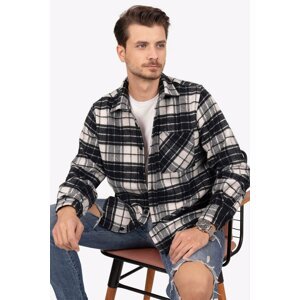 Etikmen Black and White Transitional Oversize (Wide Fit) Thick Lumberjack Shirt with a Gift Box.