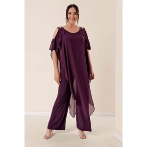 By Saygı Stony Shoulders Chiffon Lycra Jumpsuit