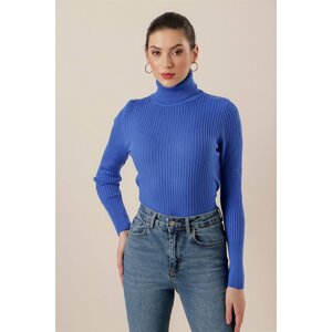 By Saygı Turtleneck Lycra Acrylic Knitwear Sweater Wide Size Range Saks