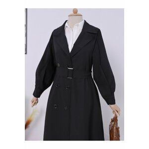 Modamorfo Balloon Sleeves with Buckle Belt, Side Pockets, Trench Coat.