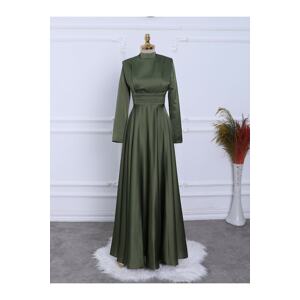 Modamorfo Evening Dress with Pleat Detail on the Waist and a Double Layered Satin in the Front.