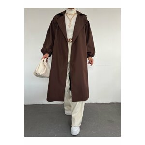 Modamorfo Hijab Trench Coat with a Tie Waist and Elastic Sleeves.