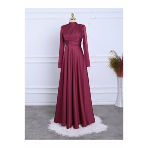 Modamorfo Pleated Front Satin Evening Dress