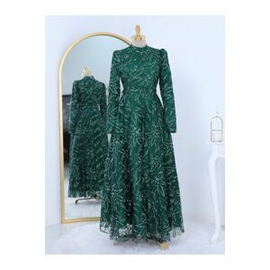 Modamorfo Sticky Stone Detailed Glittery Lined Tulle Evening Dress.