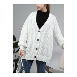 Modamorfo Intermediate Length Winter Knitted Patterned Cardigan