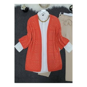 Modamorfo Half Sleeves Openwork Loose Knitwear Cardigan