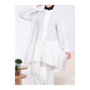 Modamorfo Buttoned Front, Frilled See-through Tunic