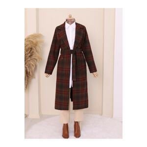 Modamorfo Buttoned Tie Waist Lined Stamped Coat