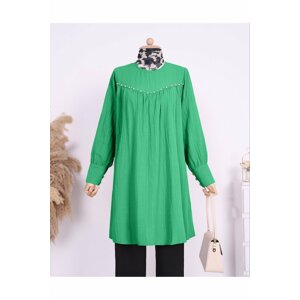 Modamorfo Casual Tunic with Pearls, Stones and Buttons on the Sleeve Robe