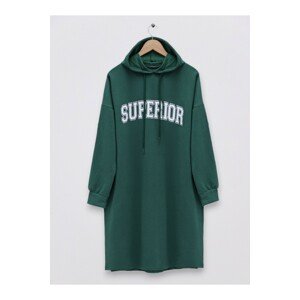 Modamorfo Lettering Hooded Sweatshirt with a Slit