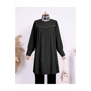 Modamorfo Loose Tunic with Pearls and Stones on the Robe and Buttons on Arms