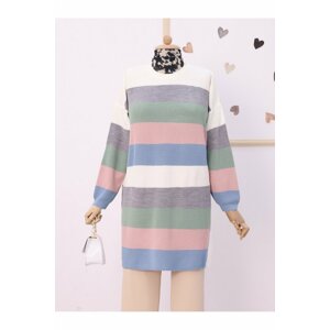 Modamorfo Thick Striped Crew Neck Knitwear Tunic