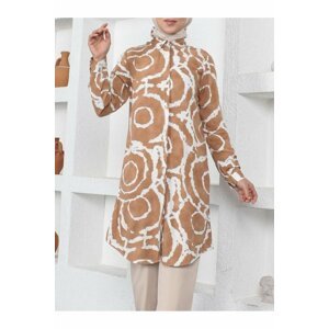 Modamorfo Long Viscose Tunic with Patterned Buttons