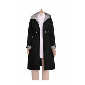Modamorfo Compression Waist Quilted Lined Hooded Trench Coat