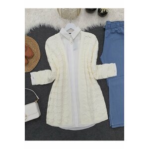 Modamorfo Wave Pattern Knitted Openwork Knitted Cardigan