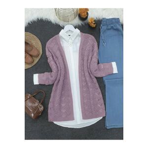 Modamorfo Wave Pattern Knitted Openwork Knitted Cardigan