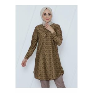 Modamorfo Crispy Floral Diagonal Tunic with Half Buttons