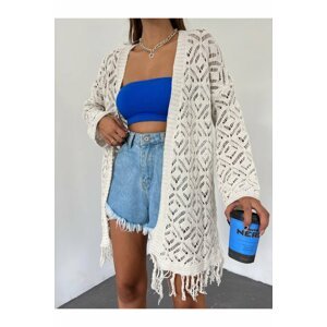Modamorfo Tasseled Skirt, Arrangement Pattern, Mesh, Knitwear Cardigan