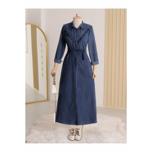 Modamorfo Buttoned Denim Dress with Tie Waist