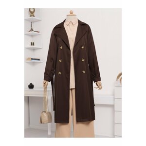 Modamorfo Two-Button Belt Long Trench Coat -brown