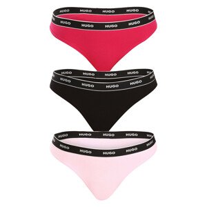 Set of three women's thongs in black, red and pink HUGO