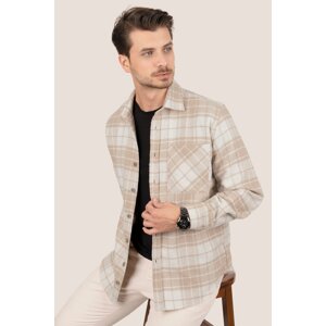 Etikmen Sand Beige Oversize (Wide Fit) Thick Lumberjack Shirt with Gift Box.