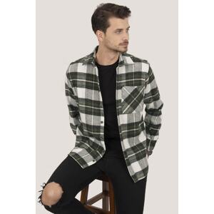 Etikmen Green and White Transitional Oversized (Wide Fit) Thick Lumberjack Shirt with a Gift Box.