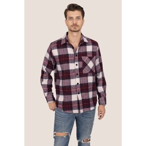 Etikmen Cherry White Transitional Oversize (Wide fit) Thick Lumberjack Shirt with a Gift Box.