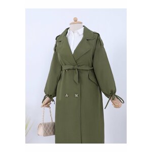 Modamorfo Covered Pocket Trench Coat with Lace-up Sleeves