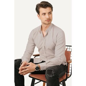 Etikmen Classic Collar Beige Slimfit Shirt with a Linen Box