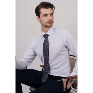 Etikmen Shirt and Tie Set (Navy Blue Paisley Tie &; White Dobby Slimfit Shirt)