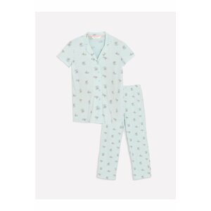 LC Waikiki Shirt Collar Patterned Short Sleeve Maternity Pajamas Set