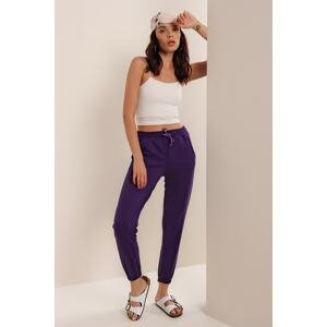 HAKKE Women's Purple Pocketed Sweatpants